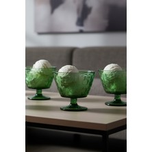 İpek Porselen 6 Kişilik Hasır Örme Desenli Yeşil Renkli Kase Takımı