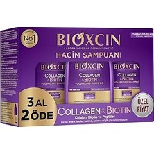 Uravas Store Bioxcin Collagen &amp; Biotin Hacim Şampuanı | 3 x 300 ml | Ince Telli Hacimsiz Saçlar Için | Hi