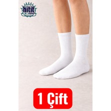 Hitit Socks 1 Çift Ekonomik Yüksek Pamuklu Düz Kolej Çorap Beyaz