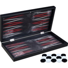 Karahanbey Siyah Deri Kaplamalı Özel Tasarım Tavla Seti