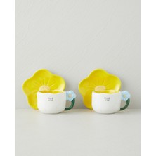 English Home Daylora Dolomite 4 Parça 2 Kişilik Kahve Fincan Takımı 100 ml Sarı - Mavi