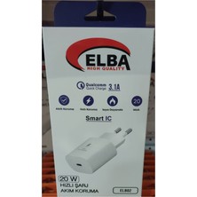 Elba Elb02-20Wpd Beyaz 20W Usb-C Şarj Kafası Pd 3.0-Qc4.0 (Akıllı Koruma-Hızlı Şarj-Isıya Dayanıklı)