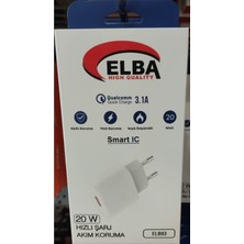 Elba Elb03-20Usb Beyaz 20W Usb Şarj Kafası Qc4.0(Akıllı Koruma-Hızlı Şarj-Isıya Dayanıklı)
