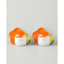 English Home Daylora Dolomite 4 Parça 2 Kişilik Kahve Fincan Takımı 100 ml Turuncu-Sarı