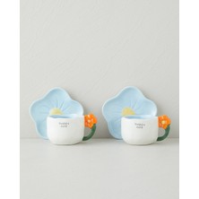 English Home Daylora Dolomite 4 Parça 2 Kişilik Kahve Fincan Takımı 100 ml Mavi-Turuncu