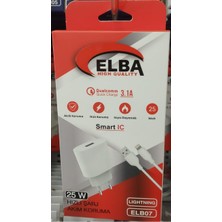 Elba Elb07-Usb-25Wios Beyaz 25W Usb Ev Şarj Kafa+ Usb 1 Metre Lightning Kablo Qc4.0 Hızlı Şarj