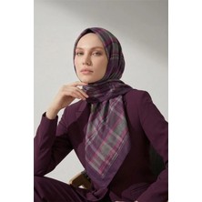 Silk Home Viskon Velora Eşarp Ekose Desen Mor 90X90