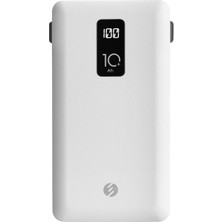 S-Link İp-T100C 10000Mah Lightning+Micro+Type C Kablolu Powerbank Beyaz Lcdli