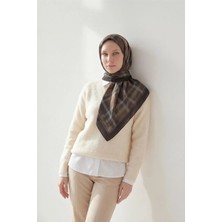 Silk Home Viskon Velora Eşarp Acı Kahve Ekose Desenli Tok Duruşlu Kaymaz 90X90