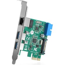  2x usb3.0 + gigabit lan pcie x 1 ağ kartı ethernet kartı