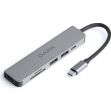 Dark Usb 3.1 Type-C 6 İn 1 Hdmi-Tf Sd Kart -Usb 3.0 - Usb 2.0-Usb-C Pd Çevirici Hub Dk-Ac-U31X38