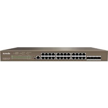 Tenda Teg5328P-24-410W 24 Port Poe+ 10-100-1000 Switch 4 Port Sfp L2 Çelik Kasa Rack Mount