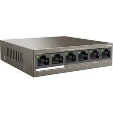  tef1106p 6 port 4 port poe+ 10-100 + 2 port sfp switch çelik kasa rack mount