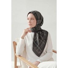 Silk Home Viskon Velora Eşarp  Ekose Desen Füme 90X90