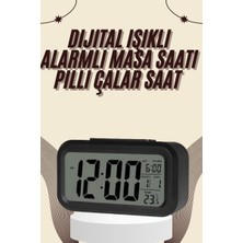 SHC4200 Dijital Masa Saati Termometreli Takvim Çalar Saat LED Ekran Pilli