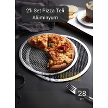 Jet's Home 2li Set Pizza Tepsisi Alüminyum Pizza Teli Lahmacun Tepsisi 28 cm