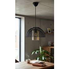 Decodelight Siyah Hasır Çift Katman Küre Tel Model Metal Bal Renk Camlı Tekli Sarkıt Avize Aydınlatma