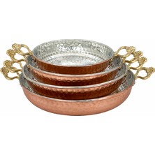 Copper Empire 4’lü El Dövmeli Bakır Tava Seti 14-16-18-20 cm Menemen Kuymak Yumurta ve Sos Sunum Tavası