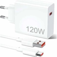 Uslucan Alışveriş 120W Şarj Aleti Hızlı Çift Turbo Şarj Aleti Seti Beyaz