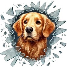 HZR Hayvan Figürlü Araç Sticerı Golden Köpek