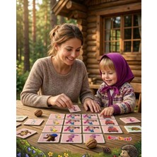 Farbu Oyuncak Maşa ile Koca Ayı 48 Parçalı Hafıza Kartları Eğitici Eşleştirme Oyuncak Kutu Oyunu