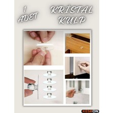 Keskon Kristal Başlıklı Yapışkanlı Kulp 1 Paket  (4 Adet) – Delmeden Montaj Çekmece ve Kapak Tutacağı, Şık Tasarım