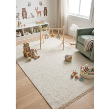 Çerkez Halı Ecru Collection Bukle Halı Kaymaz Taban Doğal Dokuma Salon Halısı Mutfak Antre Hol Halısı Kahve