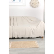 Virdis Home Pamuklu Koltuk Örtüsü 170X210 cm Tekli& Üçlü Koltuk, Çekyat ve Berjer İçin Şık Desenli Yıkanabilir| Ekru