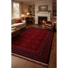 Çerkez Halı Buhara Etnik Motifler Yıkanabilir Kadife Halı