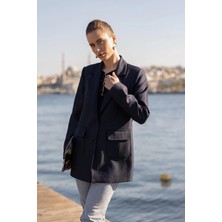 Lovelf Torba Cepli Iki Düğmeli Yünefekt Ceket Lacivert
