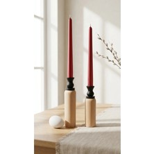 Decodelight Dekoratif Naturel Ahşap Silindir Ayaklı Siyah Kalem Model 2li Şamdan Mumluk Seti Modelleri