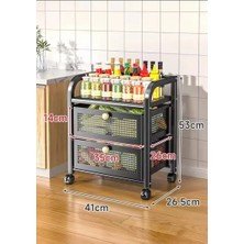 Trendesk  2 Katlı Metal Beyaz Patates Soğan Sepeti Sebze Meyve Sepeti Sebzelik Tekerlekli 7019-NRM