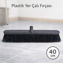 Badem10 Sapsız Plastik Çalı Yer Fırçası 40 cm Geniş Yüzey Temizlik Fırçası Bahçe Dış Mekan Kullanımına Uygun