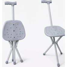 Genel Katlanabilir Bastonlu Tabure Yürüme Destekli Oturma Taburesi Yaşlı Hasta Engelli Dinlenme Sandalyesi Taşınabilir Baston Tabure