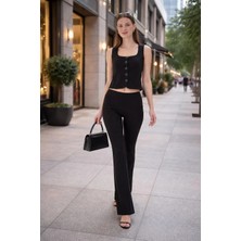 Akabi Online Kadın Ispanyol Paça Pantolon Siyah