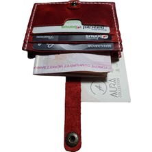 Aura Collection Online Hakiki Deri Kırmızı Kartlık Cüzdan