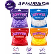 KITTYS Kıttys 4lü Set Sabunlu Duş Lifi Seti (Mango, Çilek, Beyaz, Lavanta Sabun Kokulu Duş Lifi