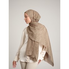 AYSHARA Rûmî Sema Monogram Desenli Çift Taraflı Şal - Sis Bej