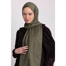 AYSHARA Barçın Leopar Desenli Çift Taraflı Şal - Haki Yeşil