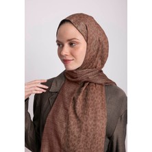 AYSHARA Barçın Leopar Desenli Çift Taraflı Şal - Karamel Kahve