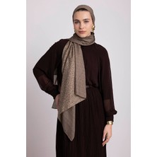 AYSHARA Barçın Leopar Desenli Çift Taraflı Şal - Açık Kahve Krem