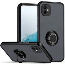 Erdo Ticaret Buğz Samsung Galaxy A06 Kılıf Montreal Yüzüklü Silikon Kapak - Siyah