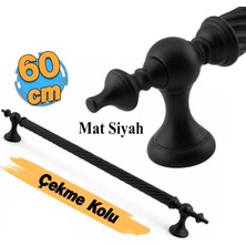 Badem10 Burgulu Mat Siyah 60 cm Çelik Kapı Tutma Kolu Sürgülü Dış Çekme Kulpu Kulbu Tutamağı Kol 1 Adet