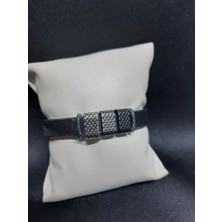 Mryart Noktalı Kaliteli Mıknatıslı Suni Deri Bileklik Unisex