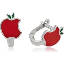 Inure Jewelry Gümüş Kırmızı Elma Çocuk Küpesi