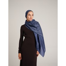 AYSHARA Rûmî Sema Monogram Desenli Çift Taraflı Şal - Indigo Mavi