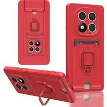 Erdo Ticaret Buğz Xiaomi Redmi Note 14 Pro 5g Kılıf Zuma Kartvizitli Yüzüklü Silikon - Kırmızı