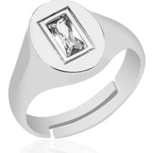 Inure Jewelry ​Gümüş Ayarlanabilir Baget Taşlı Şovalye Yüzük