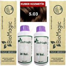 Biomagic 5.03 Fındık Kabuğu Organik İçerikli Amonyaksız Kalıcı Saç Boyası 2 Boya+2 Oksidan