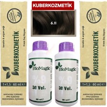 Biomagic 6.11 Yoğun Küllü Koyu Kumral Organik İçerikli Amonyaksız Kalıcı Saç Boyası 2 Boya+2 Oksidan